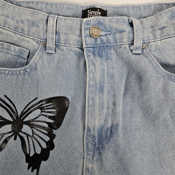 Simple Society butterfly wide leg baggy jeans size 7/ 28 - Picture 13 of 15